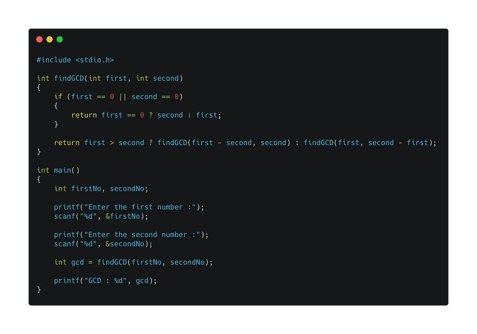 C Program To Find The Gcd Of Two User Given Numbers In Different Ways