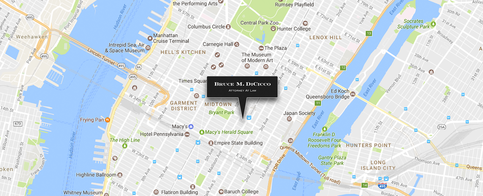 Map to DiCicco Law in New York City, NY