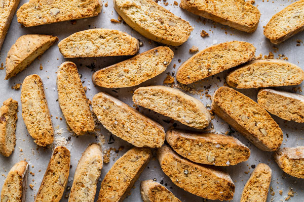 Savoury Parmesan And Herb Walnut Biscotti Paximadia Olive Mango