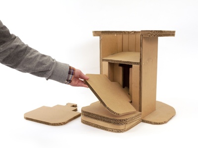 triple wall cardboard can be used for adaptive, low-cost furniture customized for and built by nearly any body