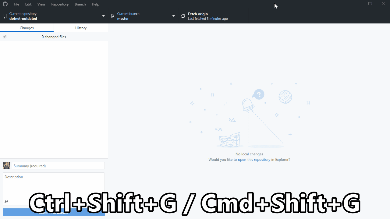use the  ctrl shift g /  cmd shift g shortcut to open the