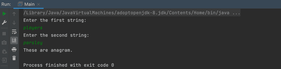 Java check if two strings are anagram