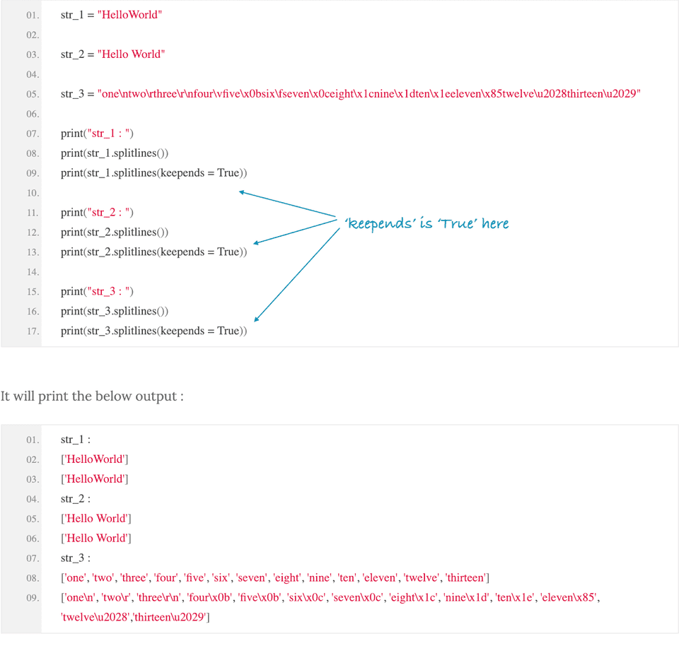 Python Example Program To Split A String At Linebreak Using Splitlines ...