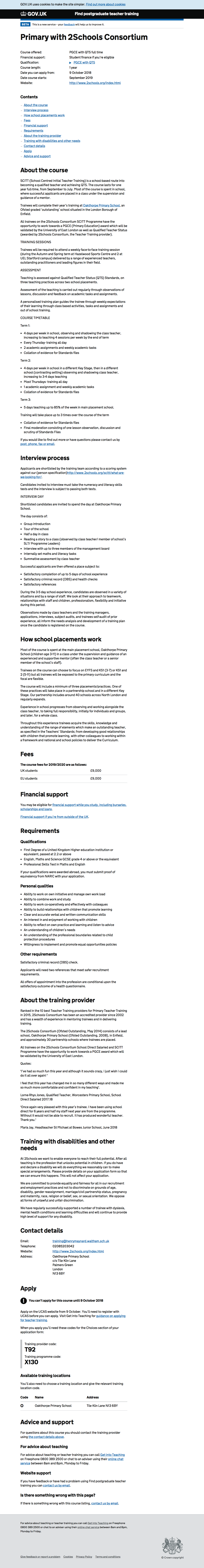 Screenshot of Full course page