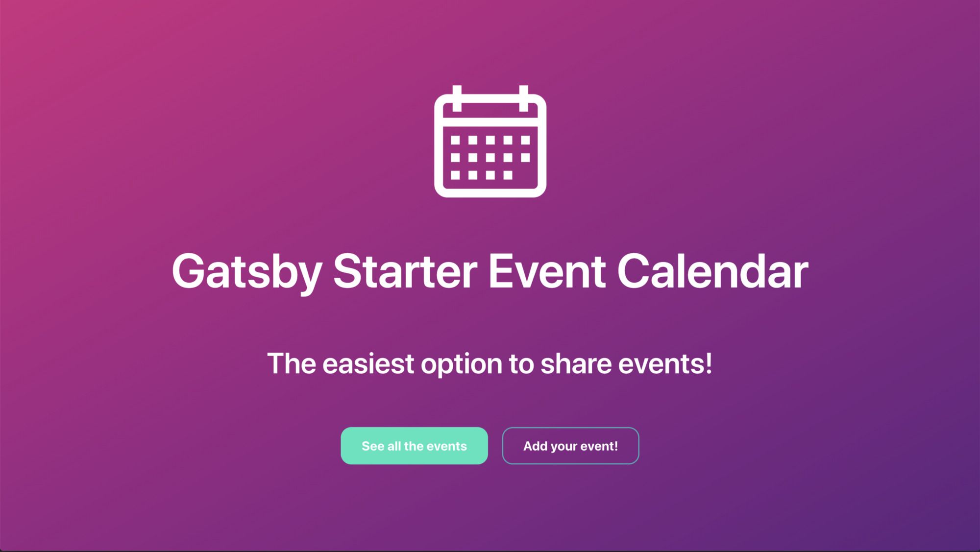 Event Calendar Starter — Home