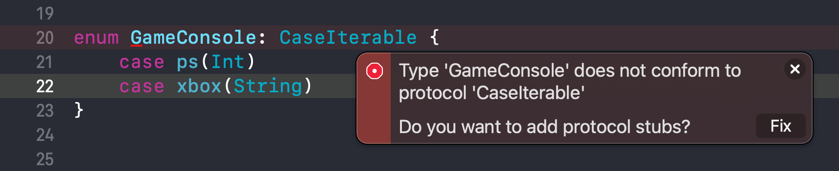 Does not conform to protocol CaseIterable.