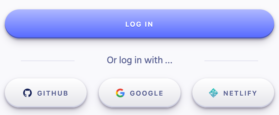 The login screen for Algolia with options for Github, Google, and the new Netlify login button