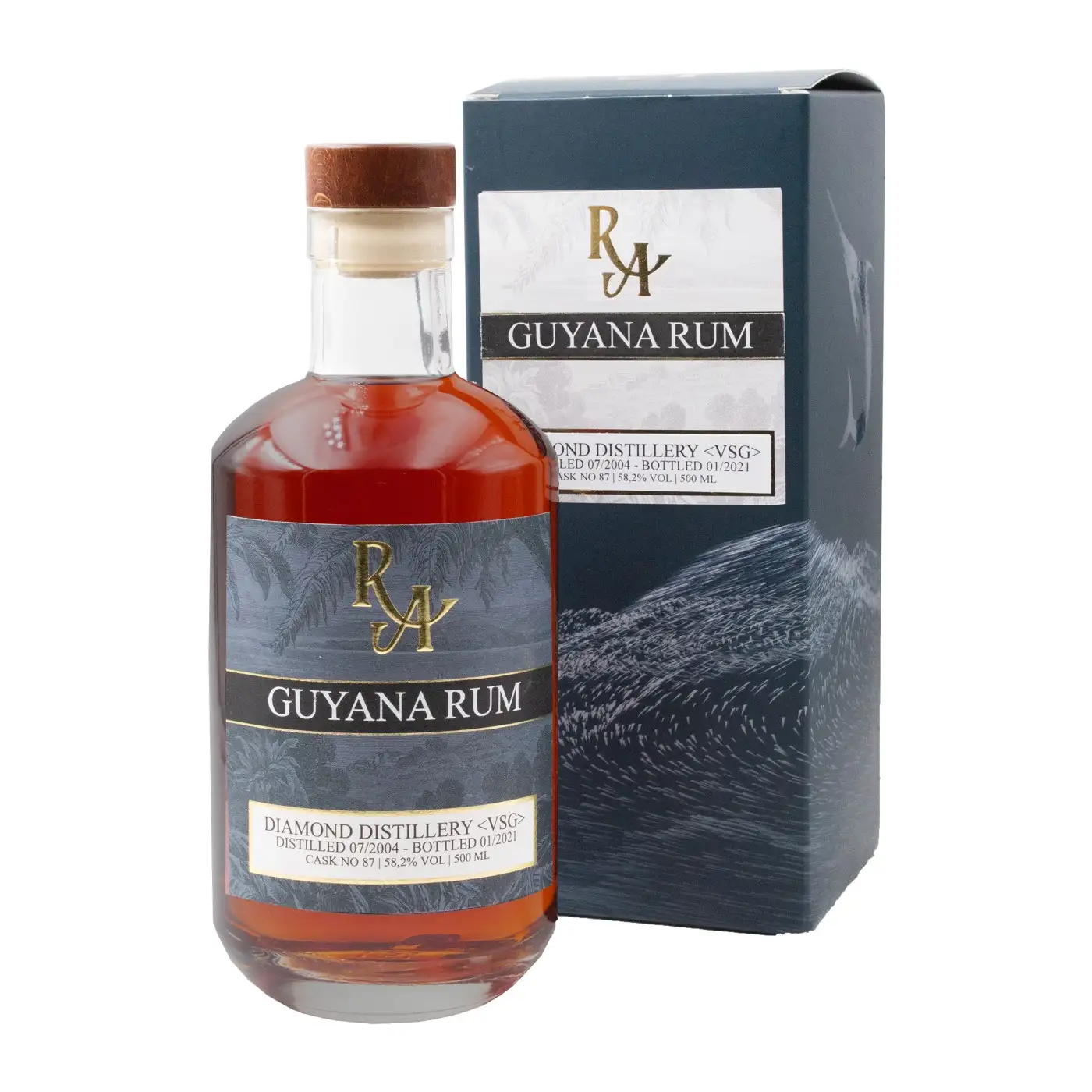 Image of the front of the bottle of the rum Rum Artesanal Guyana Rum VSG