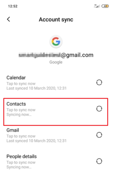 mobile contacts backup gmail
