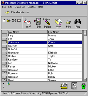 Personal Directory Manager in Windows 95