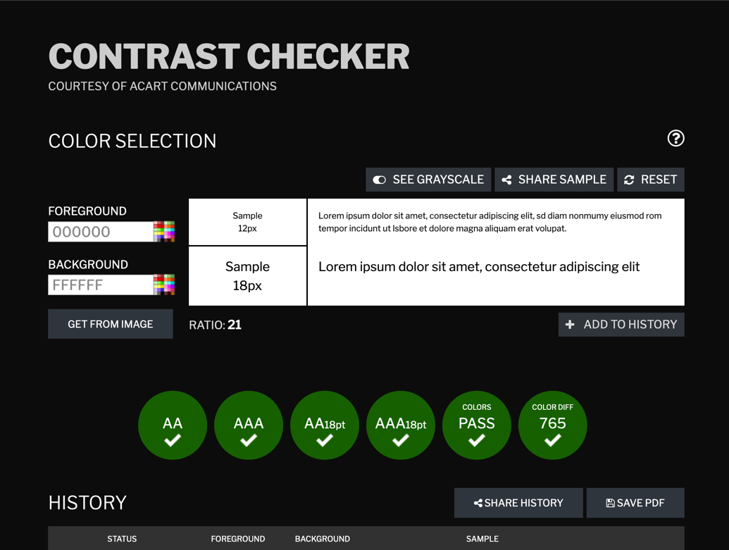 The WCAG Contrast Checker.