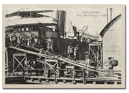 停靠在丹戎巴葛船坞公司码头的船只，约1910年