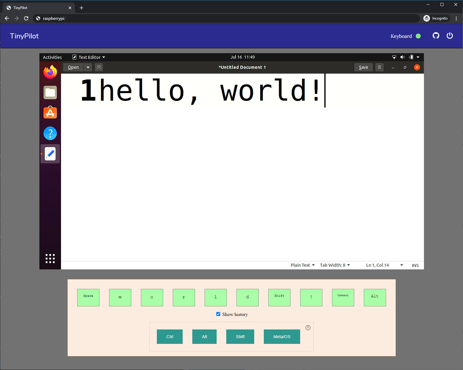 Screenshot of TinyPilot web interface