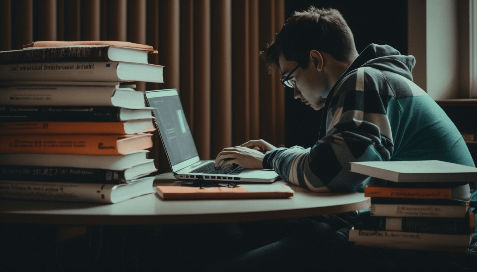 A person studying with a laptop and books in front of them, representing the preparation required to pass the CompTIA Security+ Certification Exam.