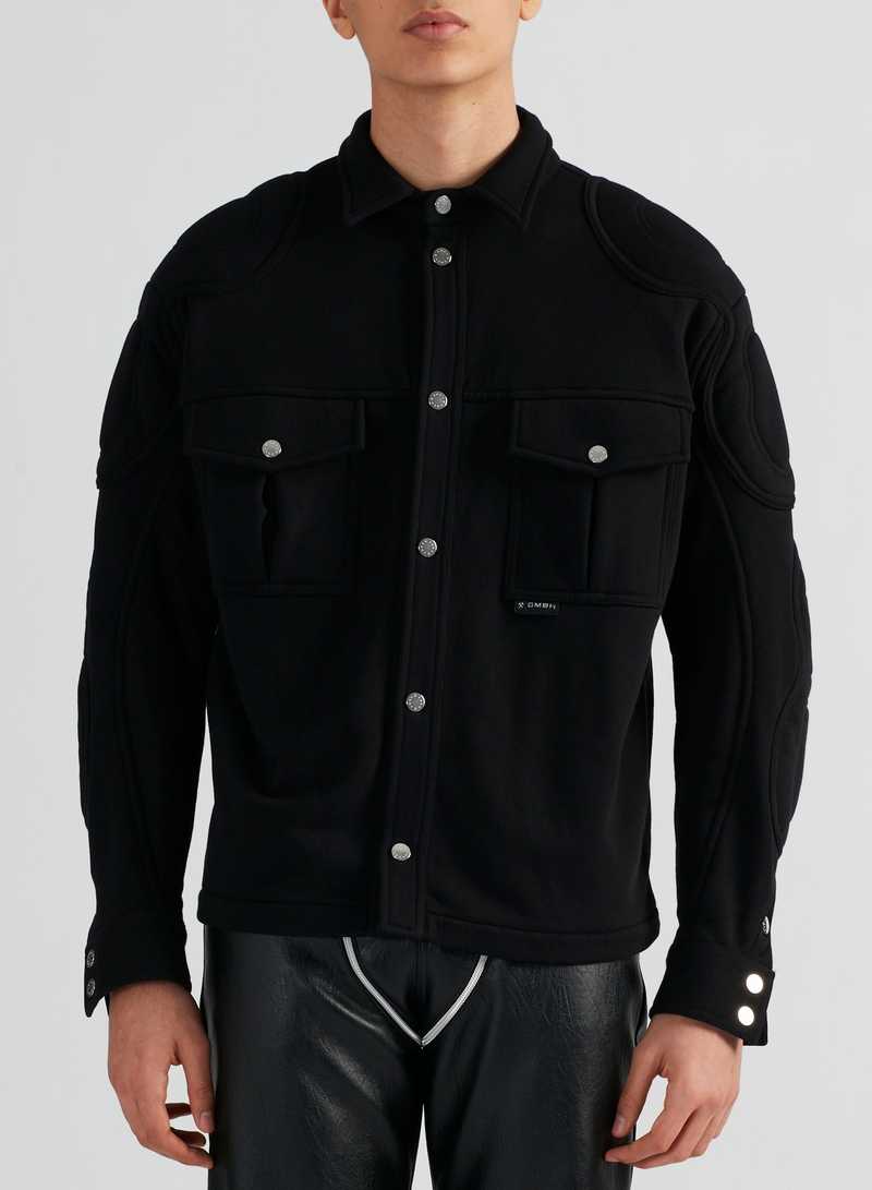 Ghani Shirt Black, front view. GmbH AW22 collection.