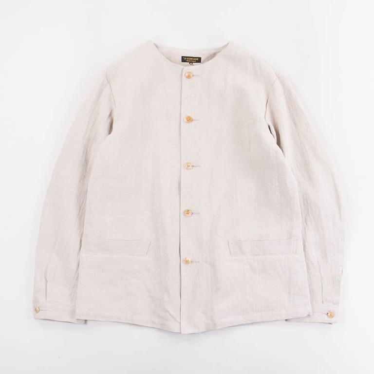 Linen collarless coverall jacket