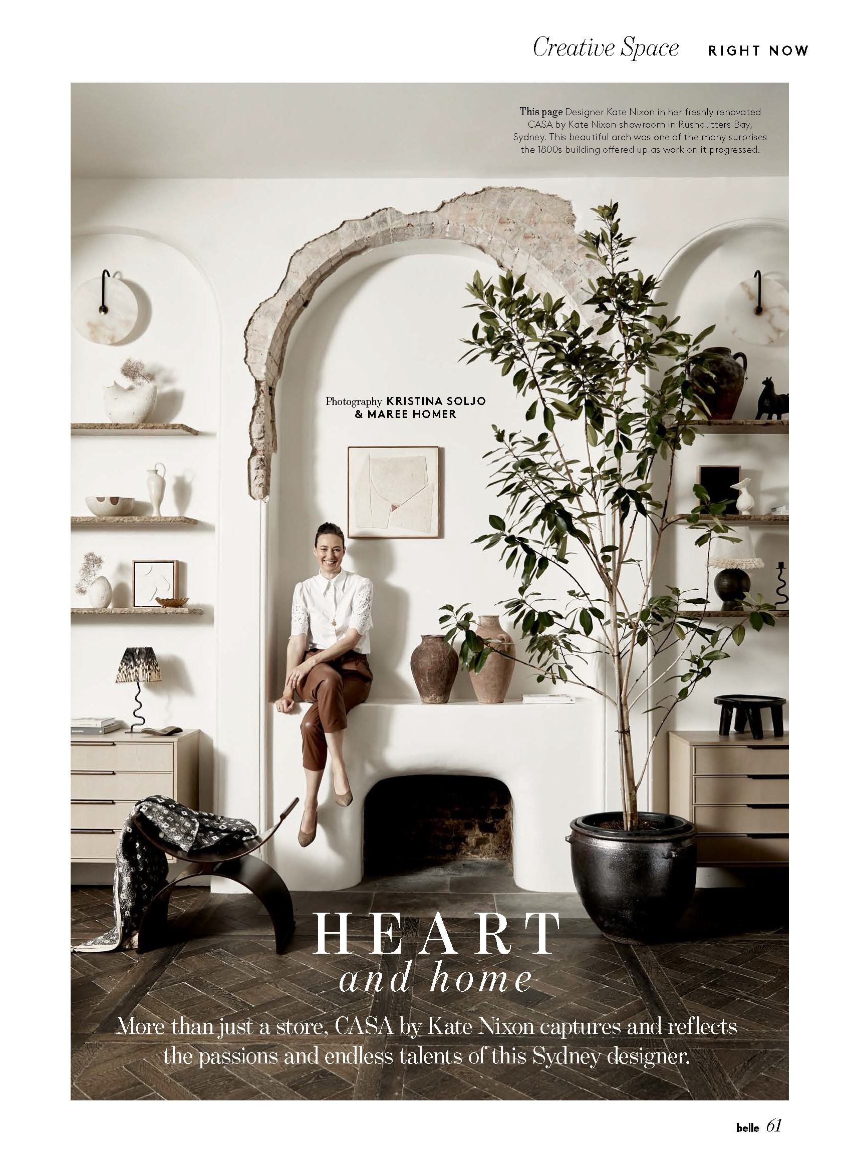 Kate Nixon store feature in Belle Magazine Creative Spaces