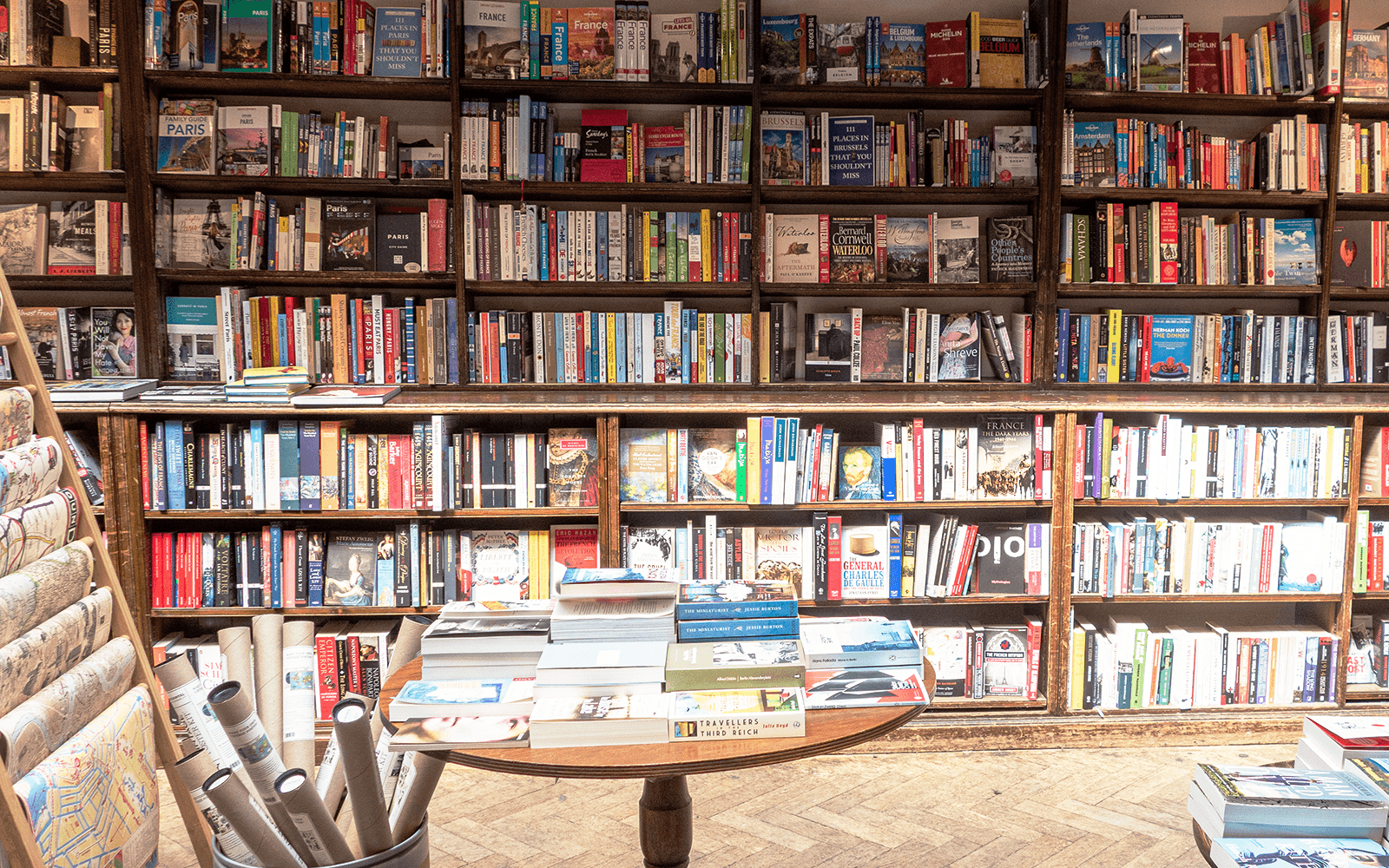 travel books at Daunt Books in London
