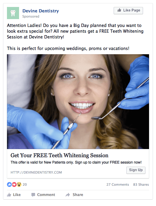 Facebook ads for orthodontic