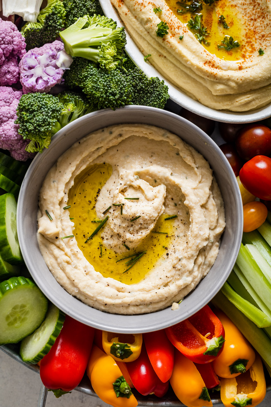 Creamy Hummus and White Bean Dip With Roasted Garlic and Rosemary