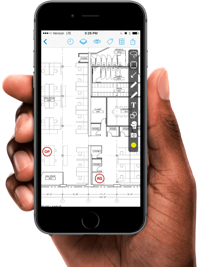 PlanGrid construction app on an iPhone