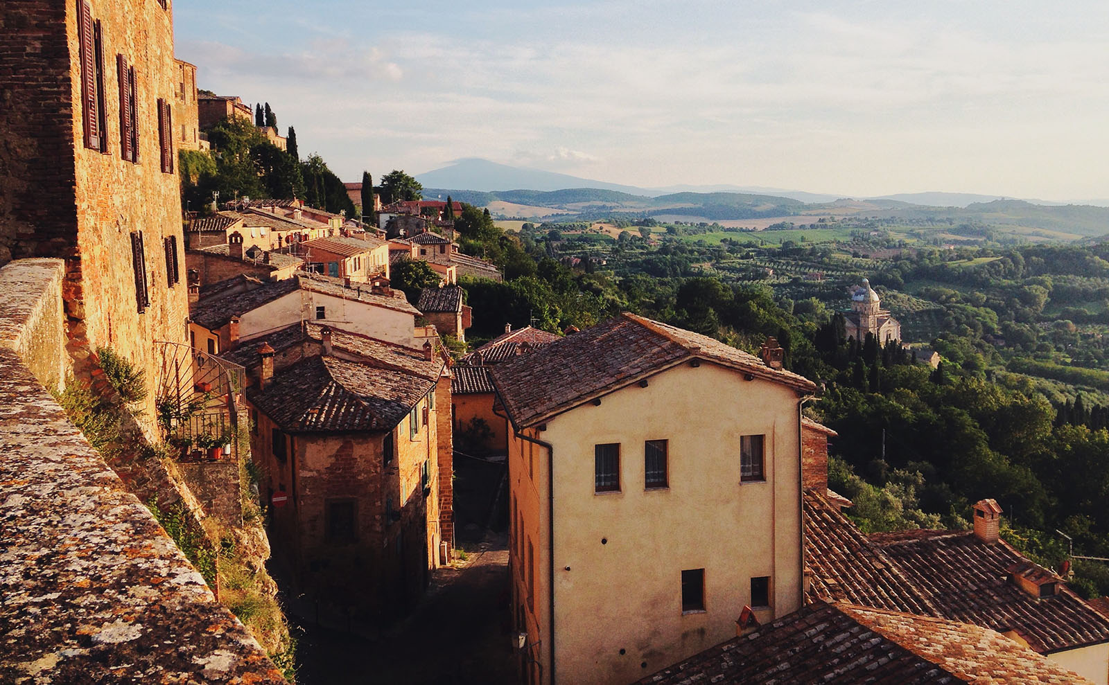 houses on the hillside in Montepulciano, Italy