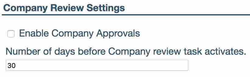 Showing the Company Review Settings option