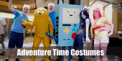 Costumes Guides for Finn the human, fionna the human, bmo, cake the cat, flame princess, gunter, ice king, ice queen, jake the dog, lumpy space princess, marceline, marshall lee and princess bubblegum
