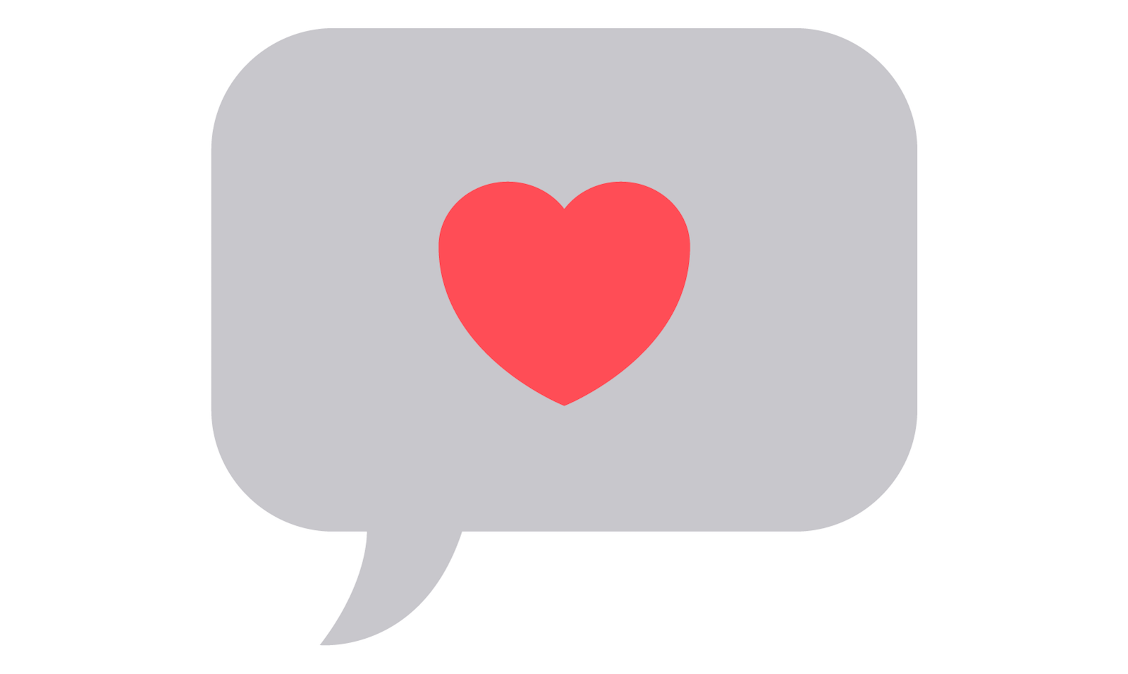 Illustration of a speech bubble with a hot coral heart inside