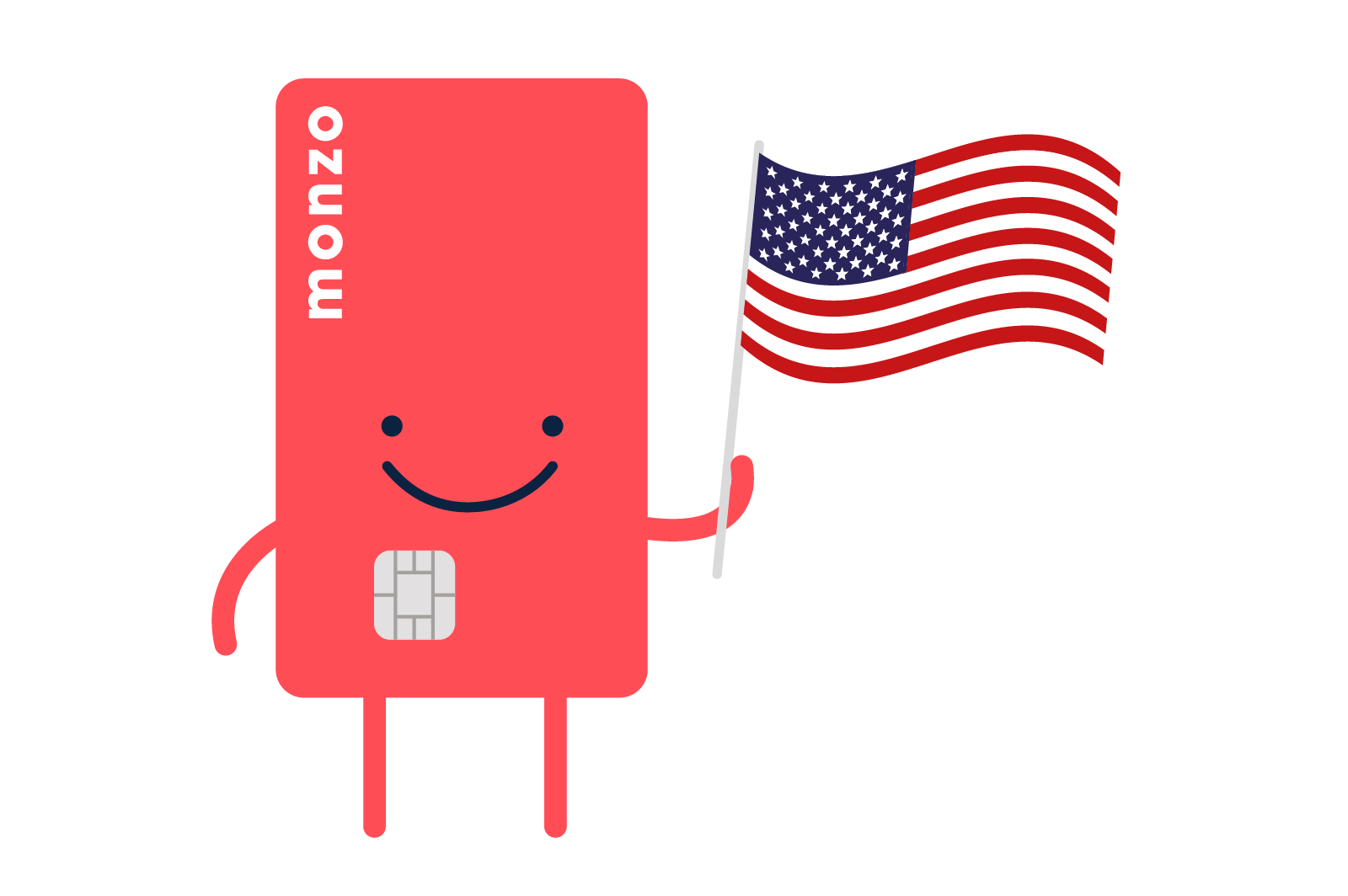 Illustration of Hot Chip character holding an American flag