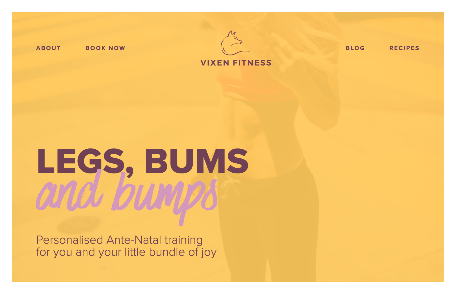 A landing page for ante-natal training services