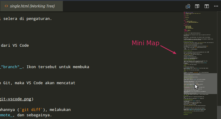 Fitur Mini Map VS Code