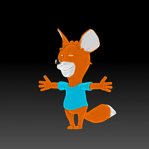 Anthropomorphic fox character work in progress ZBrush colored