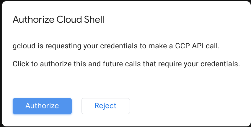 Authorize Cloud Shell prompt