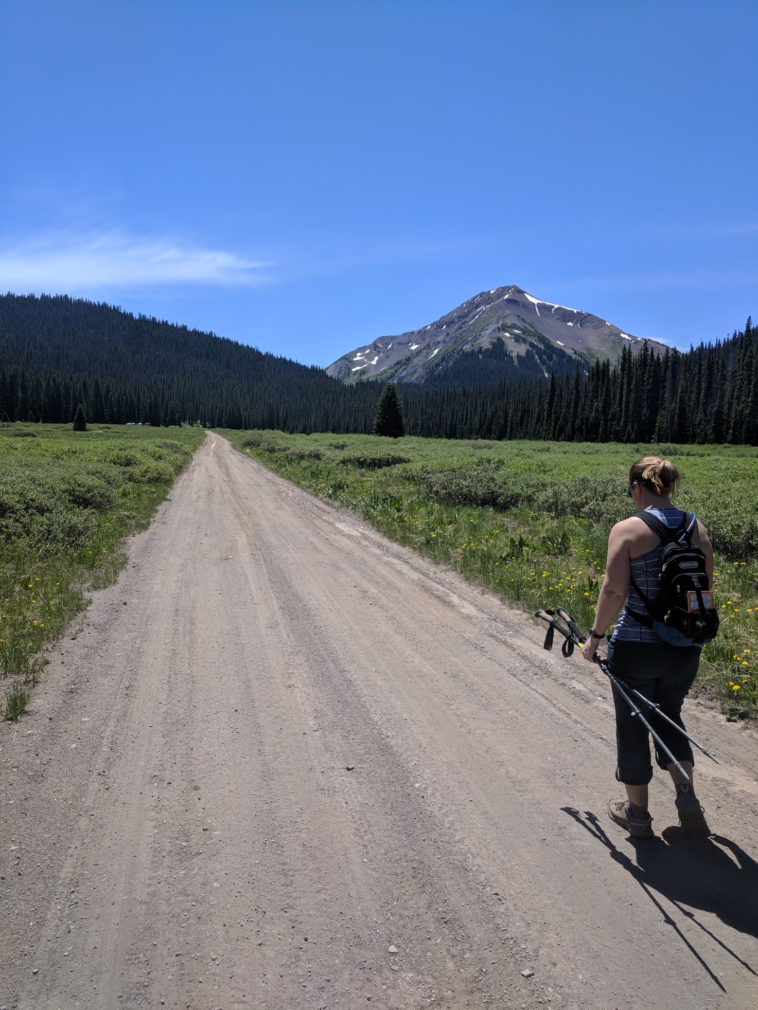Making our way back across the meadow towards Crested Butte.