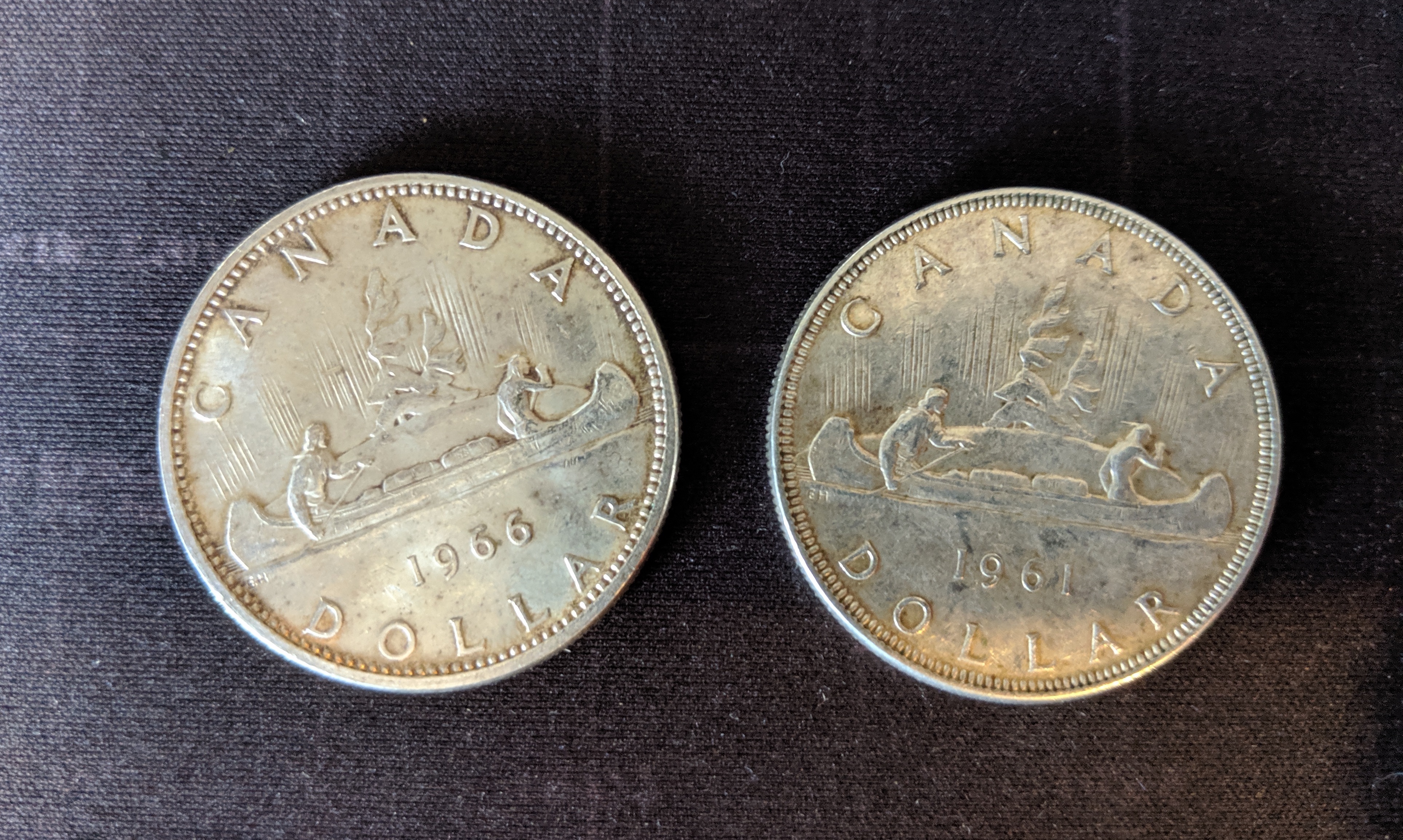 two silver dollars