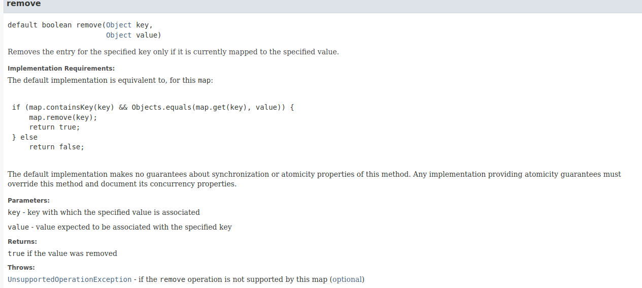 Screenshot of docs page for Map.remove