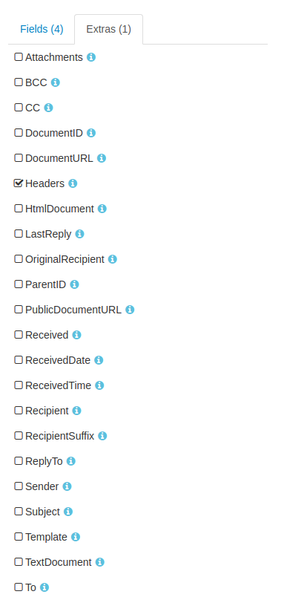 SMTP Email headers can now be extracted as an new extra field called Headers
