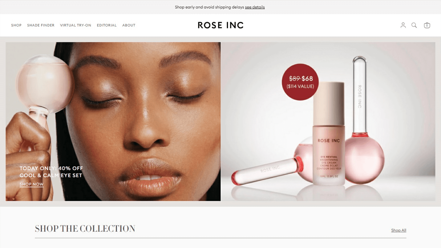 Rose Inc - Cosmetic Website Design Insparation
