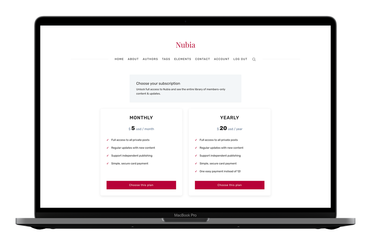Nubia Pricing Page