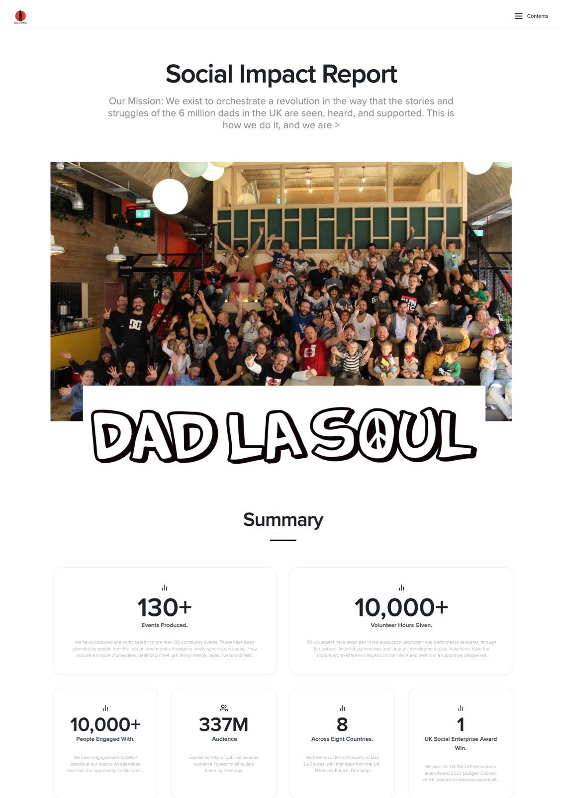 Dad La Soul's book - front cover and metric summary