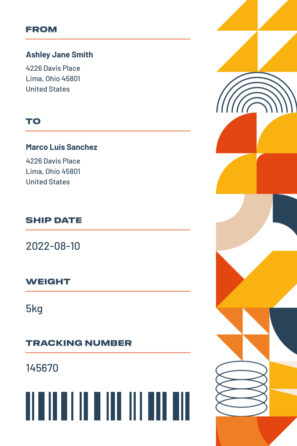 Bannerbear Geometric Shipping Label template