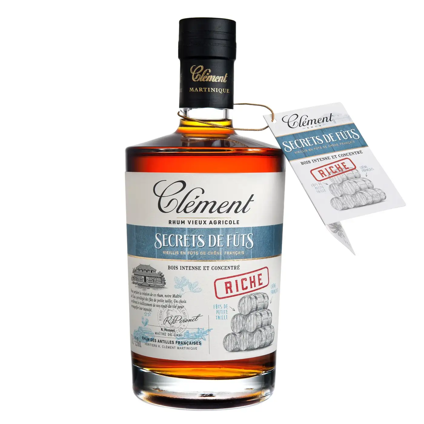 Image of the front of the bottle of the rum Clément Secrets de fûts (Riche)
