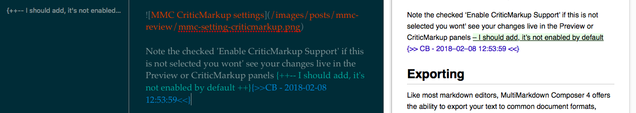 MMC CriticMarkup Live