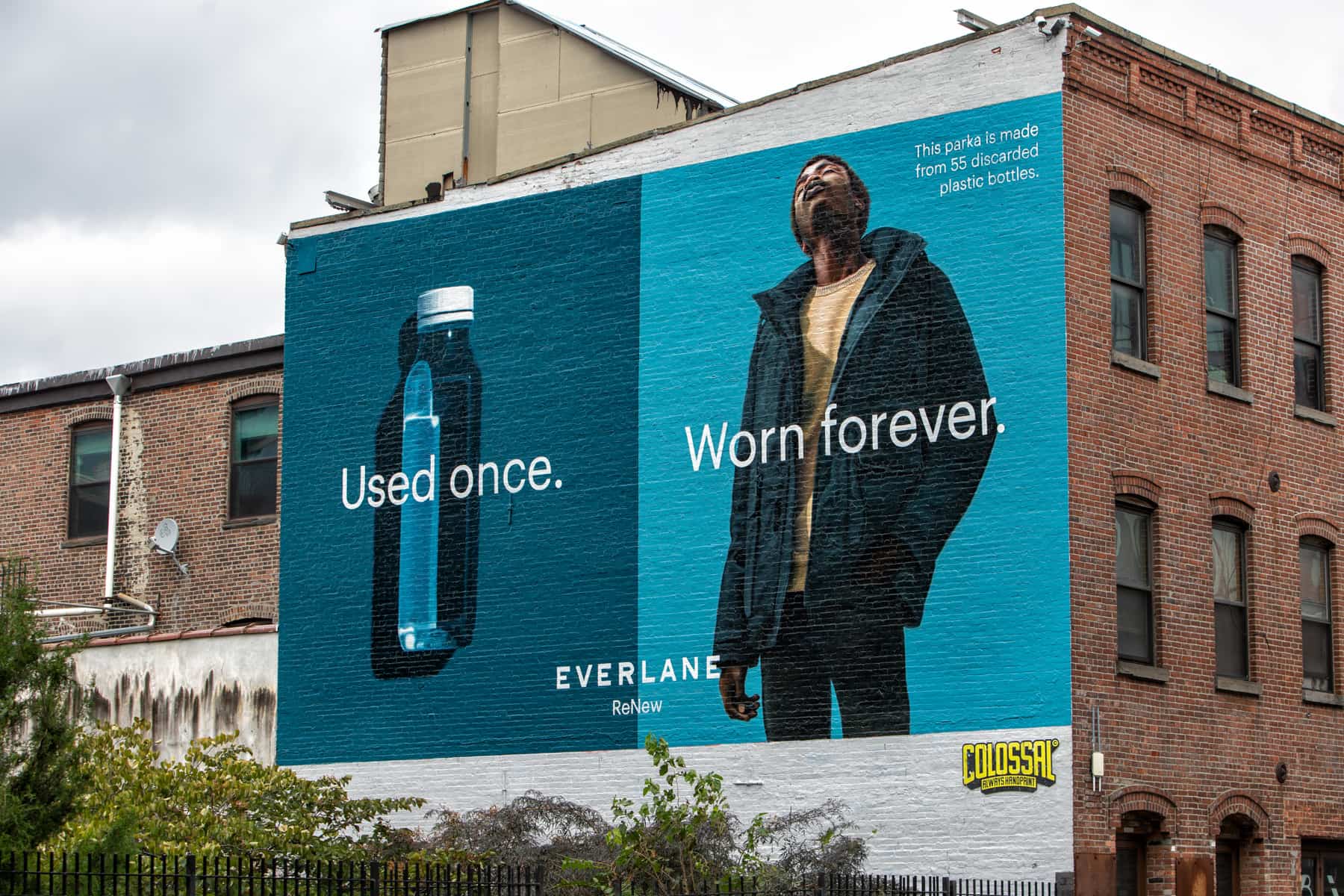 An ad for Everlane highlighting the environmental impact of using recycled plastic in their clothing Photo by Kasia Bedkowski