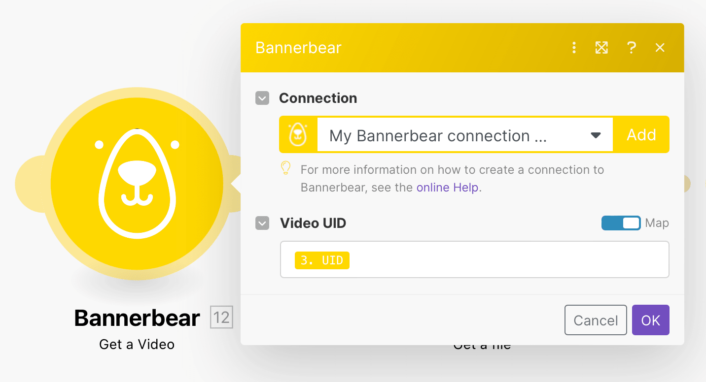 Screenshot of Make Bannerbear get a video module setup