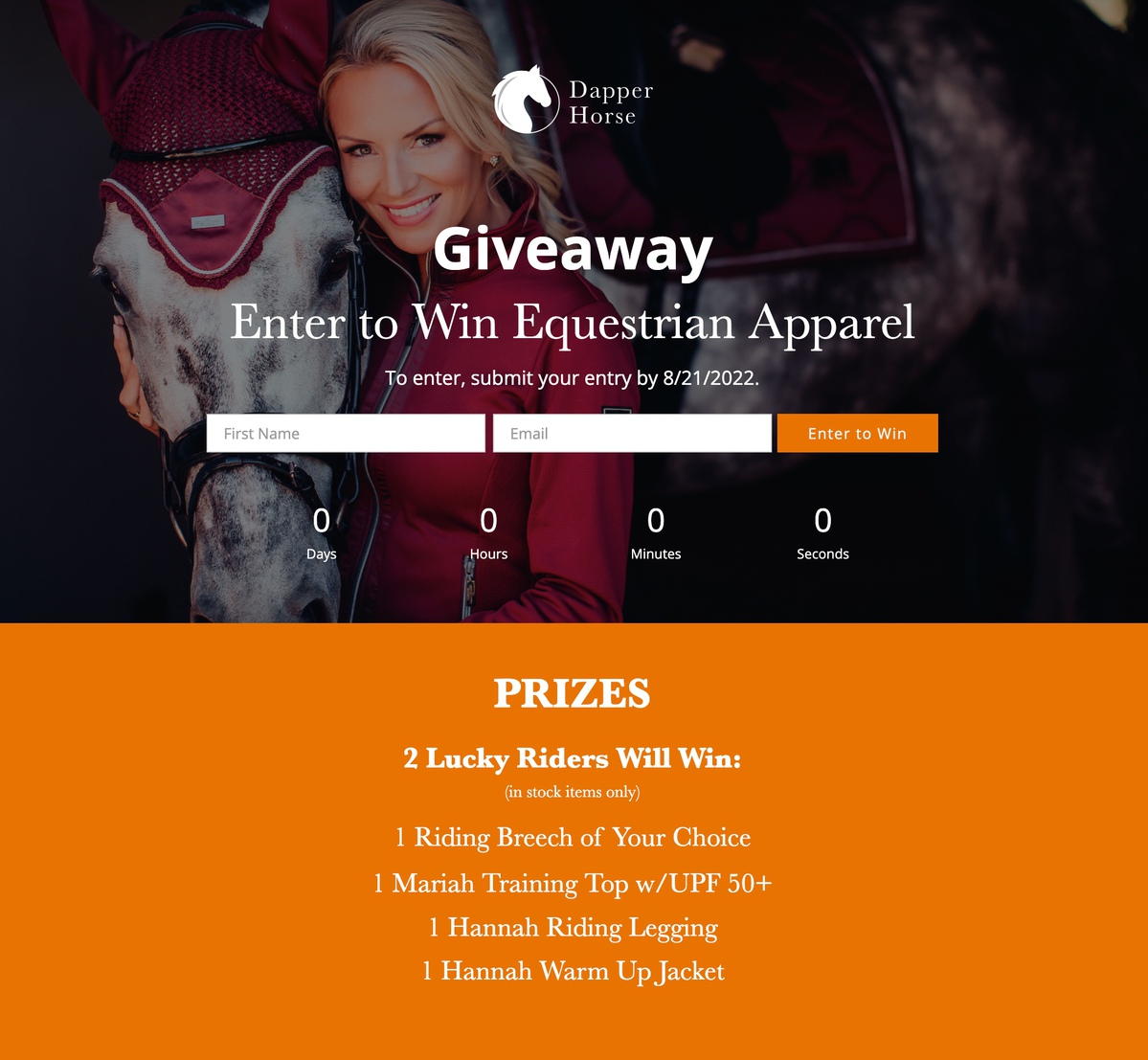 Enter to win equestrian apparel- prizes include four different apparel items from store