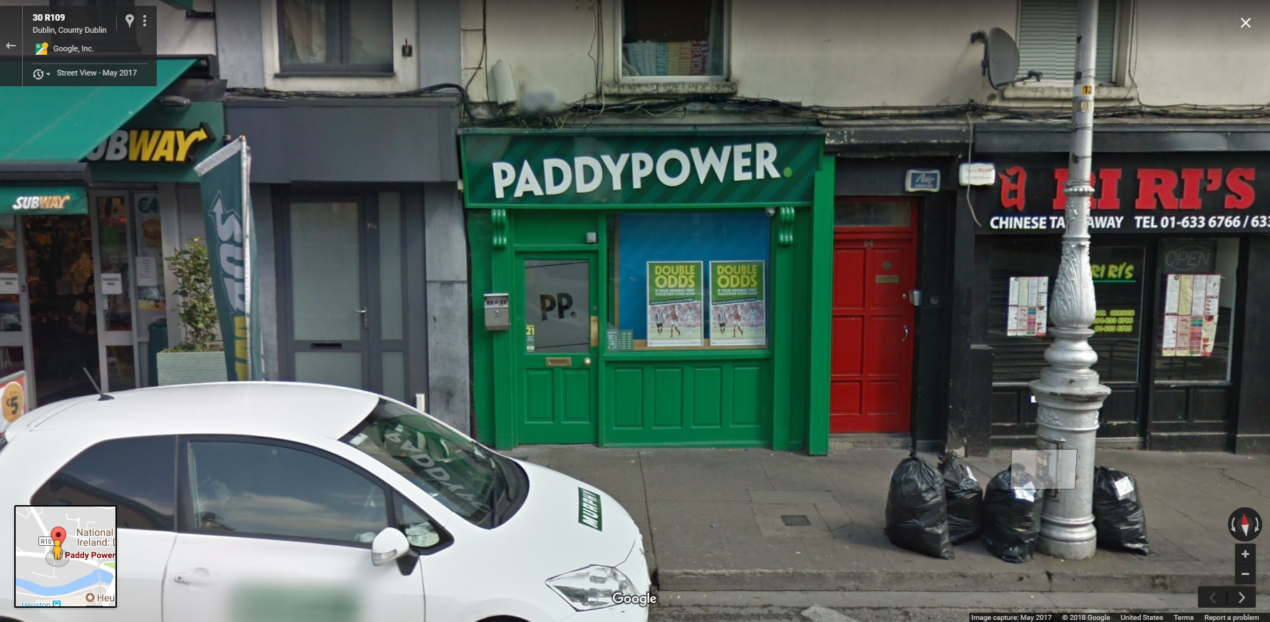 A modest PaddyPower shop in Dublin sits between a Subway and Chinese take-out. Don’t expect to see betting shops like this in the US, even if sports betting becomes legal, thanks to restrictions and cronyism from state lawmakers.