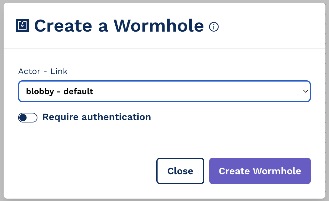 Create wormhole modal