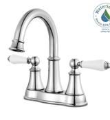 image Pfister Courant 4 in Centerset 2-Handle Bathroom Faucet in Polished Chrome with White Handles